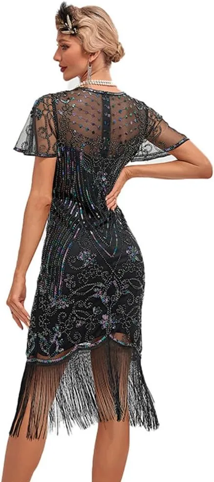 1920s Flapper Dresses for Women Great Gatsby Roaring 20s Dresses Sequin Tassel Fringe Cocktail Dress