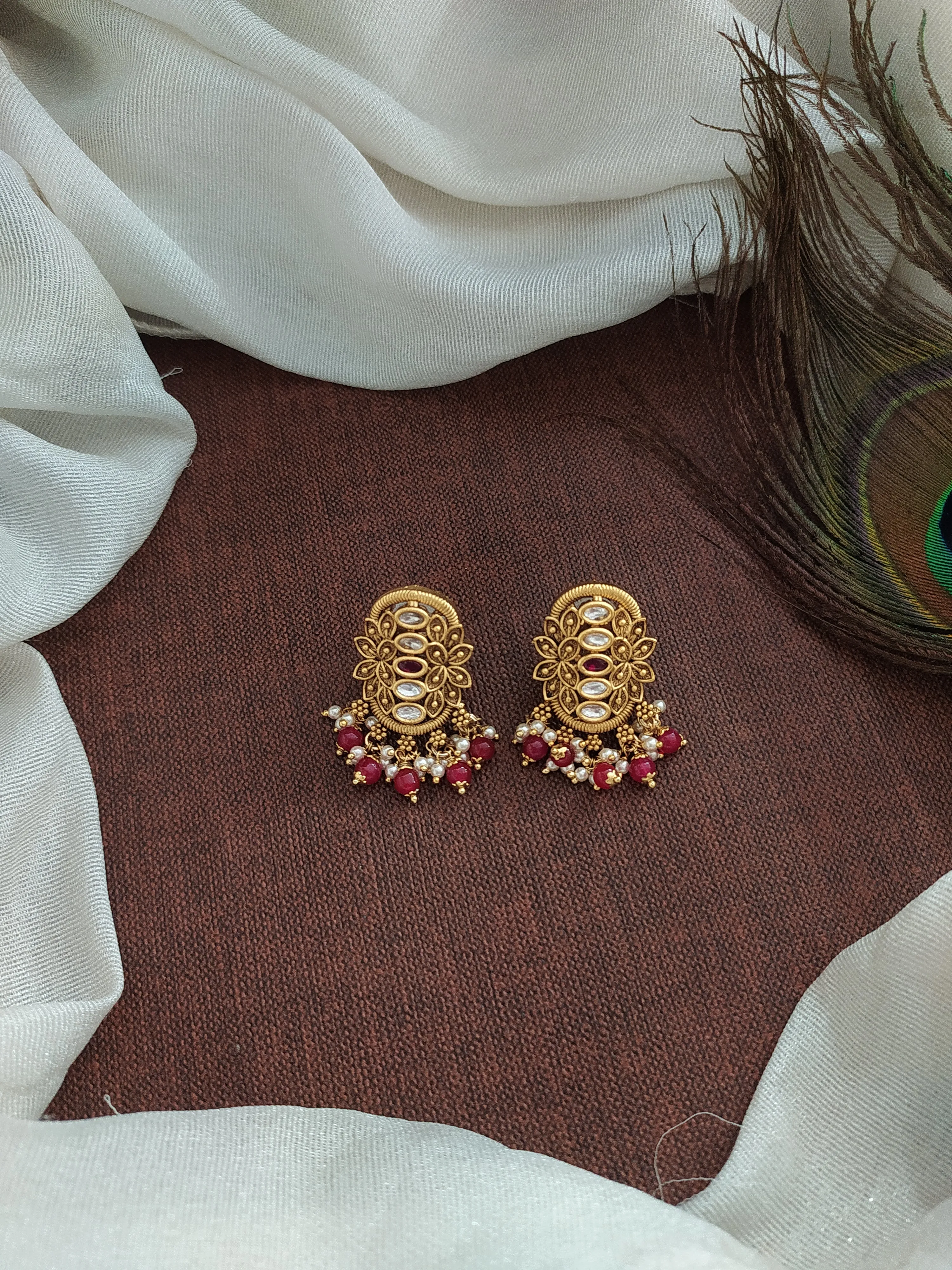 Antique Oval Over-sized Kundan Studs in Various Colors