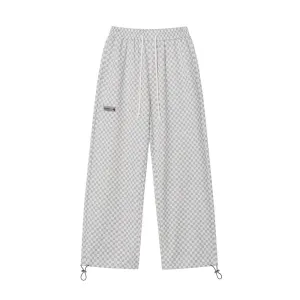 Chessboard Plaid Jacquard Casual Pants Men