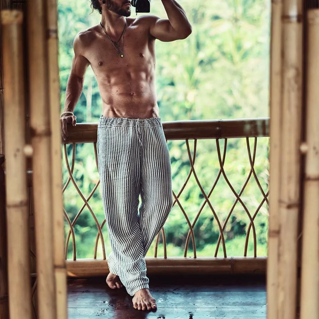 Classic Striped Casual Straight-Leg Pants