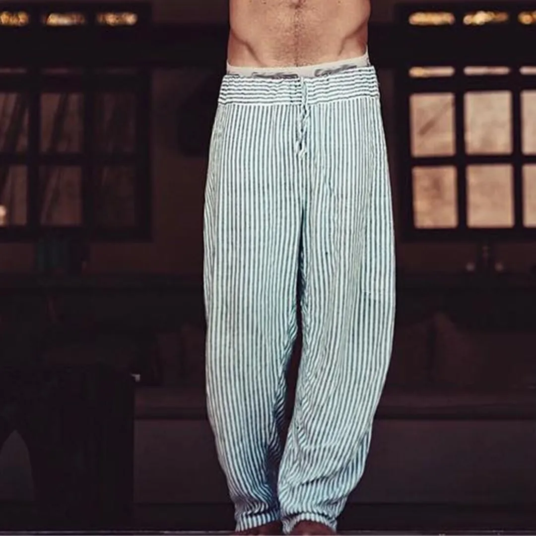 Classic Striped Casual Straight-Leg Pants
