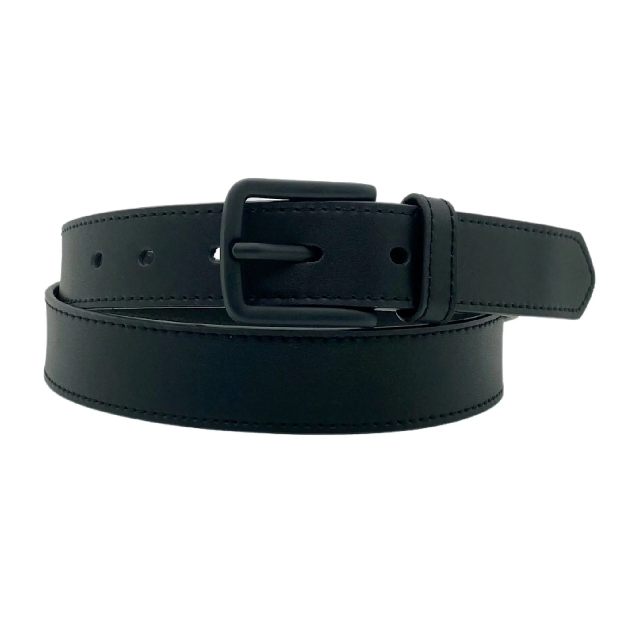 DANIEL - Men's Black Genuine Leather Belt with Black Pin Buckle