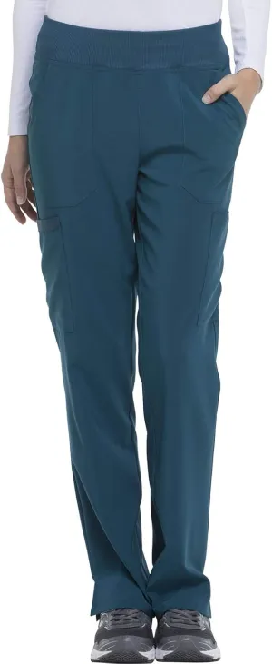 Dickies Women's Scrub Pants Natural Rise Tapered Leg Pull-On Bottoms With 7 Pockets and Knit Waistband DK005P, XS Petite, Caribbean Blue