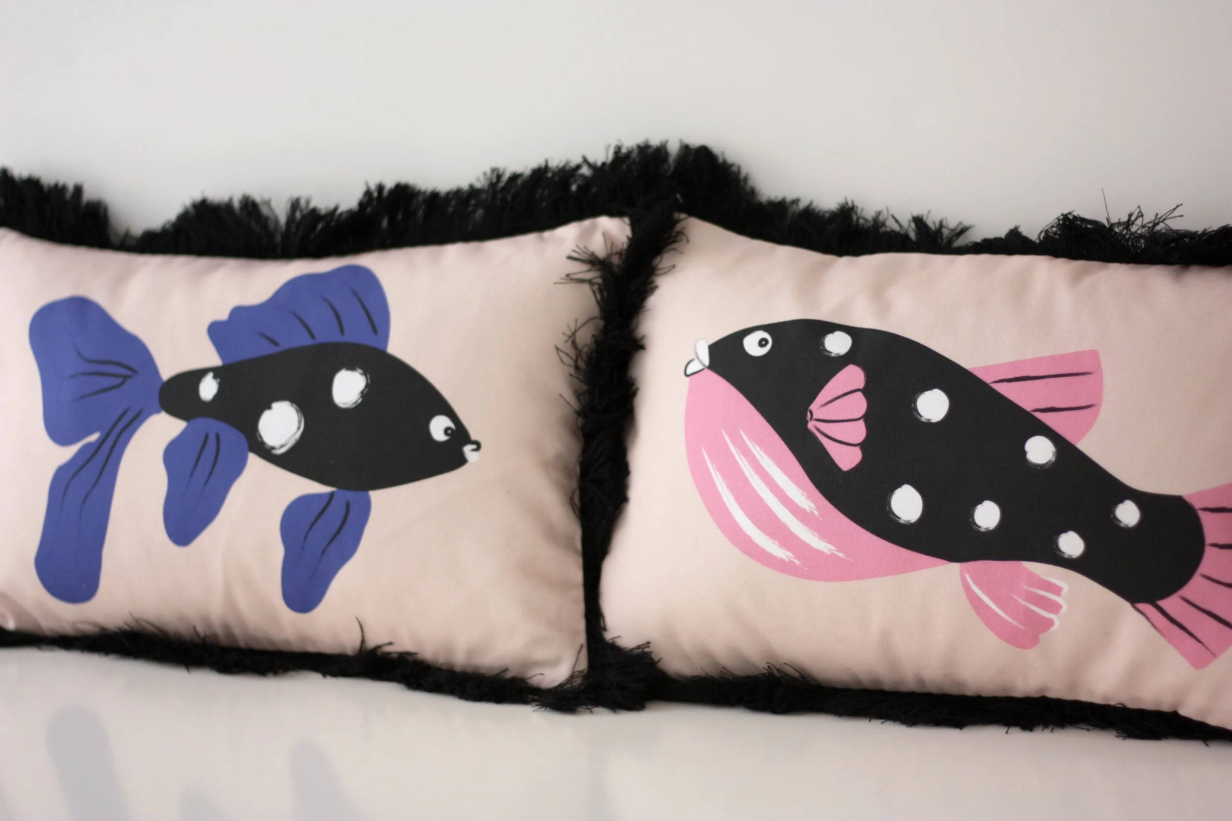 GOBY fish fringed cushion