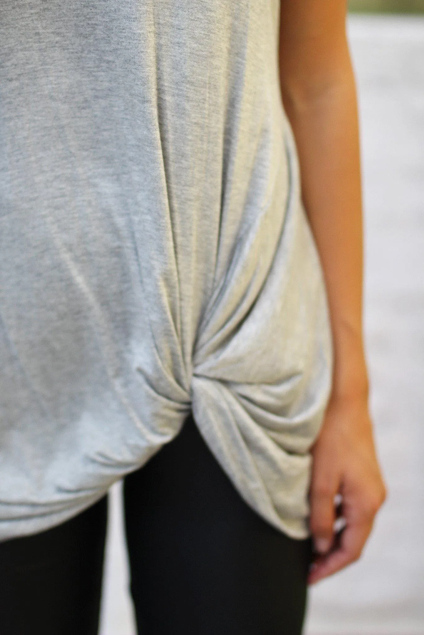 Gray Top With Knot