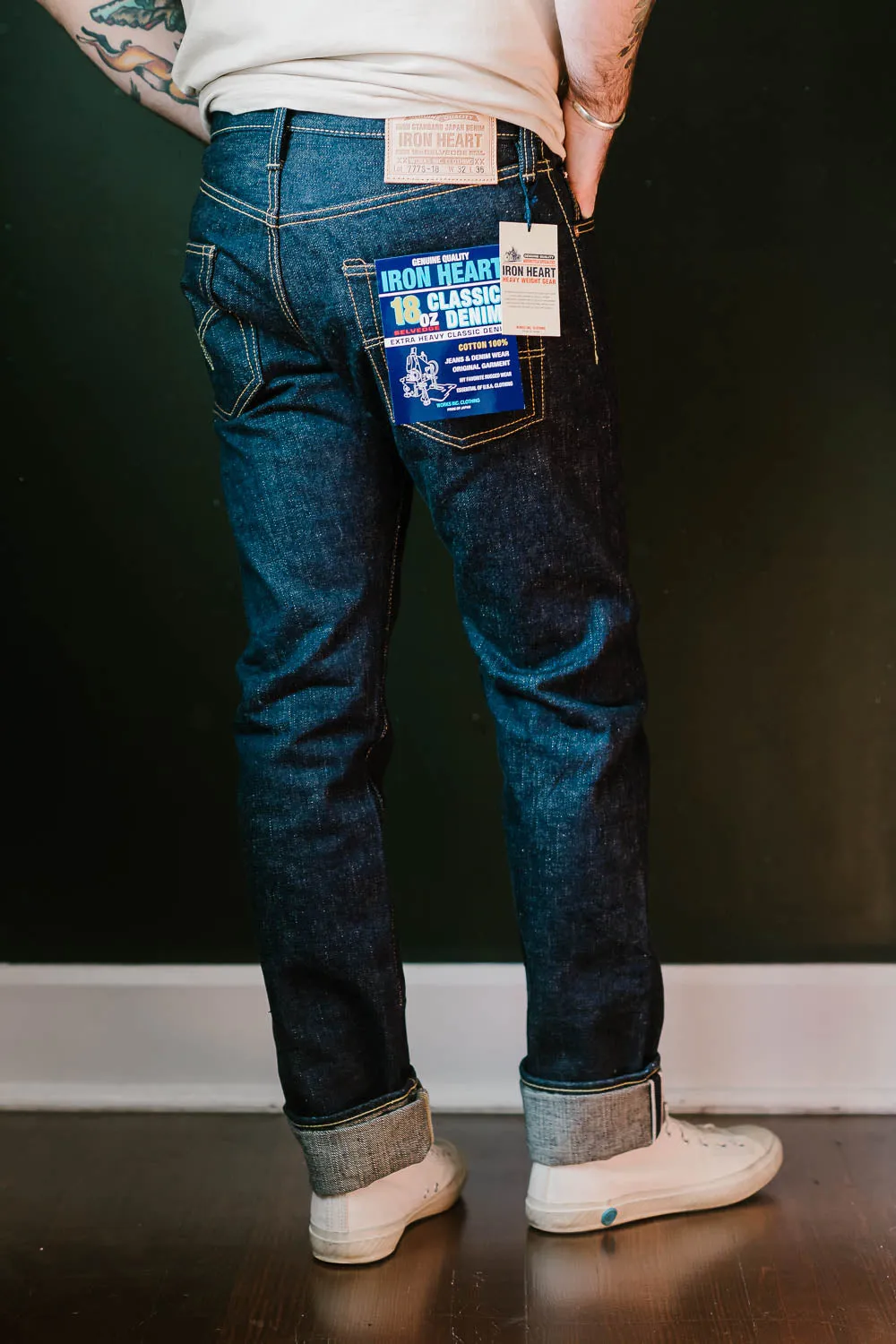IH-777S-18 - 18oz Vintage Selvedge Denim Slim Tapered Cut Jeans - Indigo