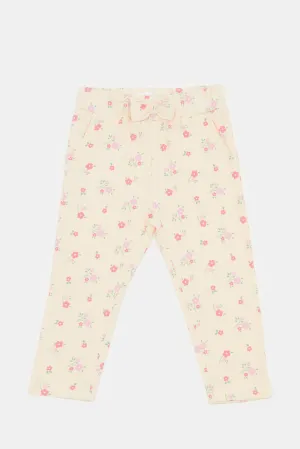 Infant Girls Ivory Printed Pants