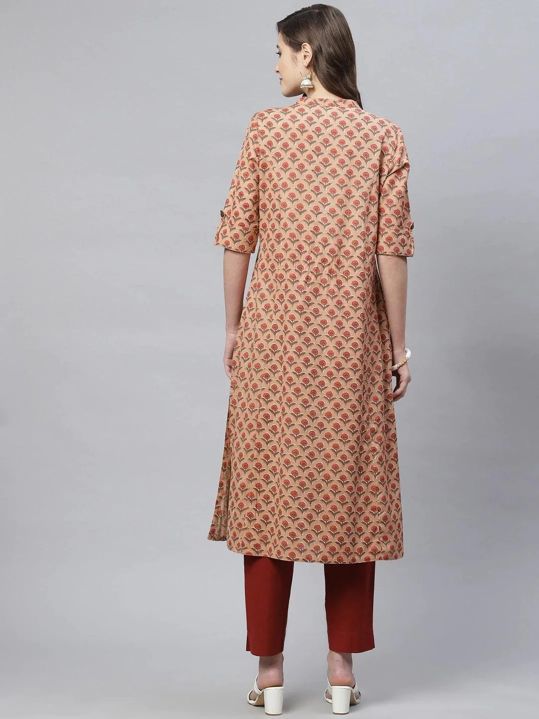 Jashvi Peach Cotton Flex Kurta