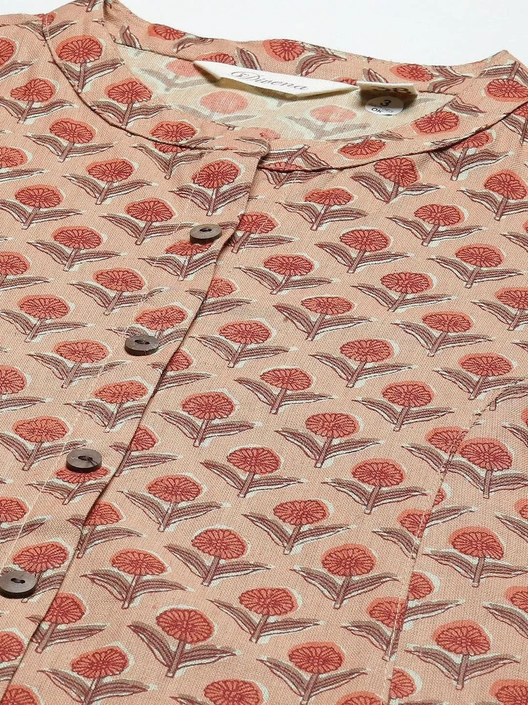 Jashvi Peach Cotton Flex Kurta