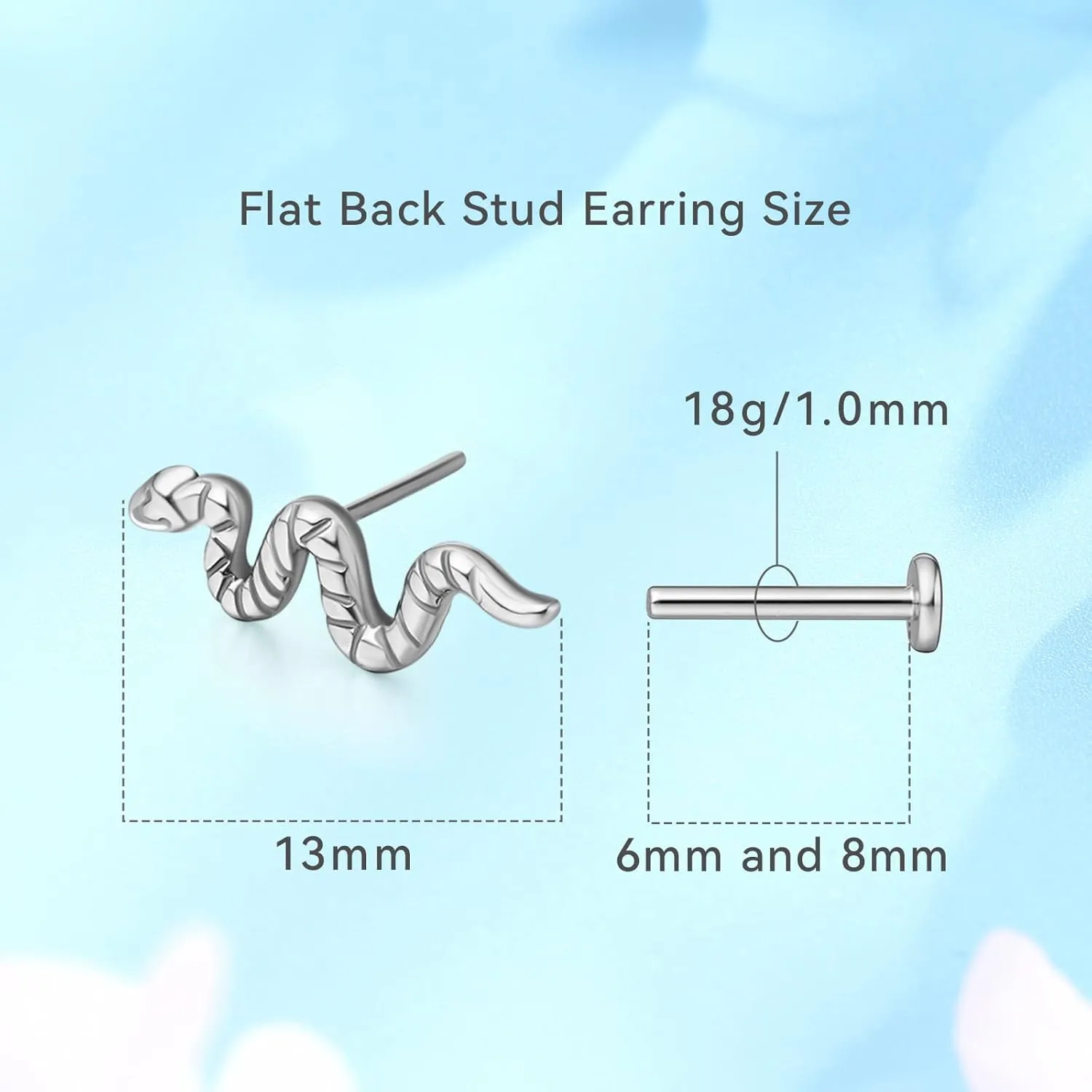 limerencia G23 Hypoallergenic 18g Flat Back Stud Earrings | F136 Implant Grade Titanium Press Fit Threadless Push Pop in Cartilage Helix Labret Lip Monroe Tragus Piercing Studs