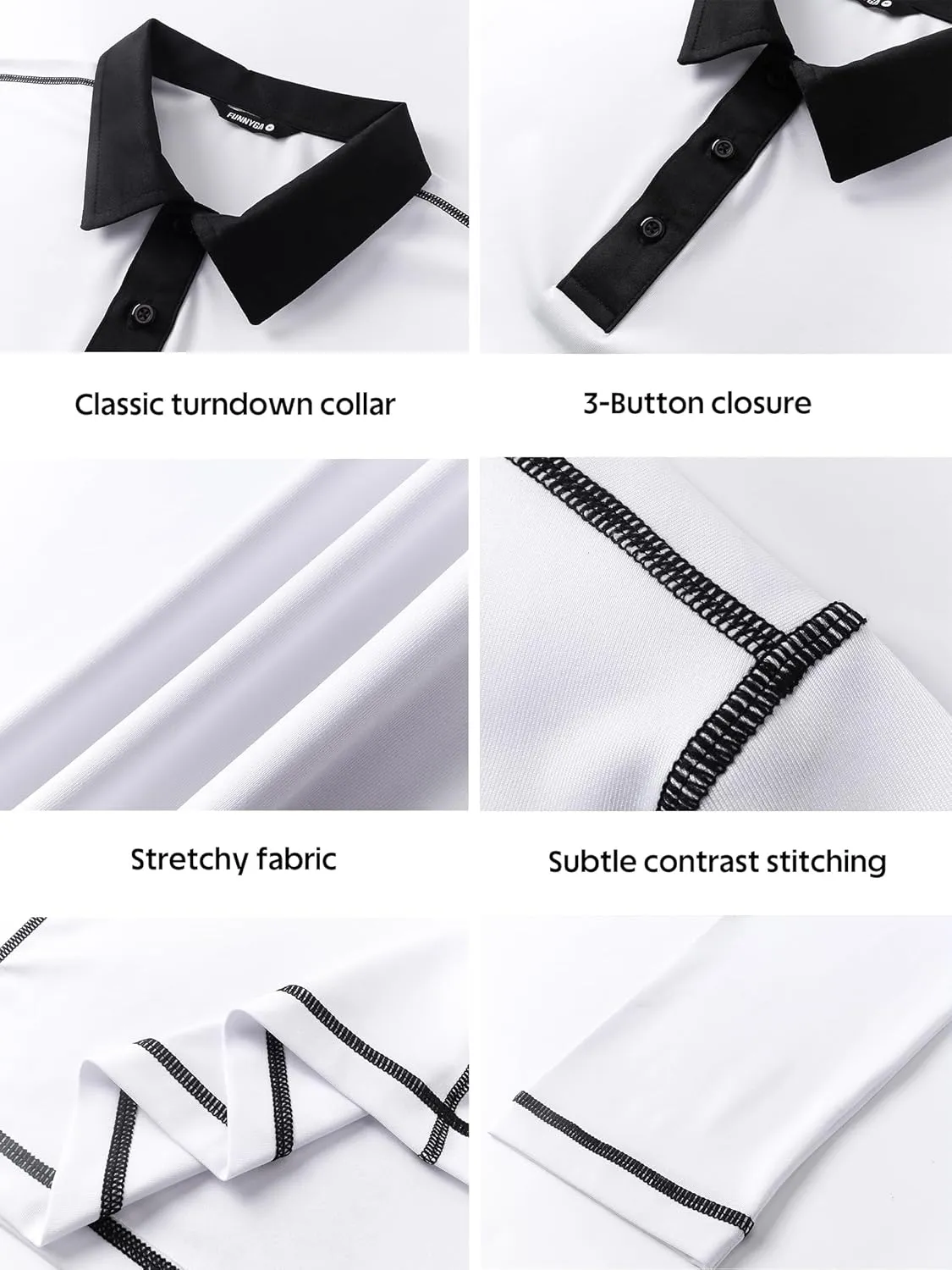 Mens Long Sleeve Polo Shirts Summer Casual Lightweight Knit True Classic Contrast Collar Button-Down Golf Tees