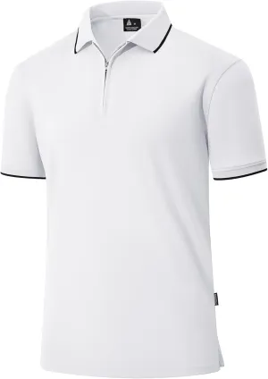 Polo Shirts for Men Zipper Moisture Wicking Golf Shirts Short Sleeve Casual Quarter Zip Polo T Shirt