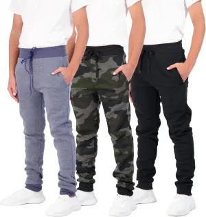 Real Essentials 3 Pack: Boys Cotton Active Fleece Jogger Sweatpants