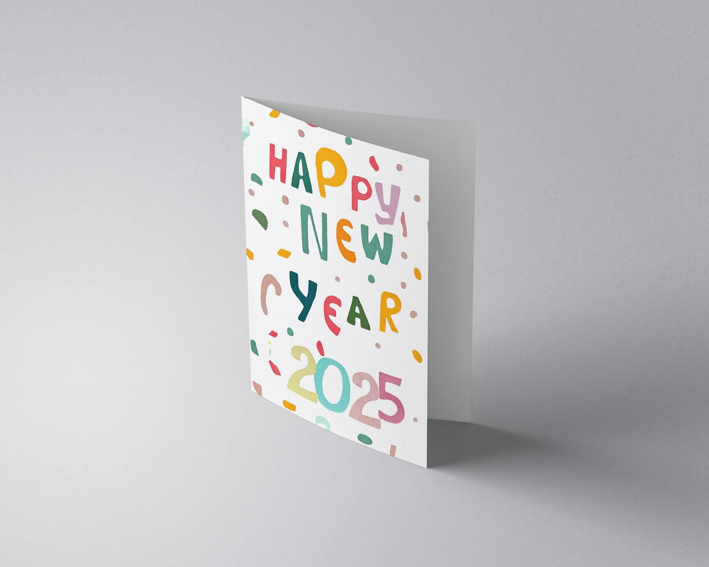 VIP Gift - New Year 2025 Cards Colorful Modern Typography Happy New Year Greetings Artistic Designs Set of 10