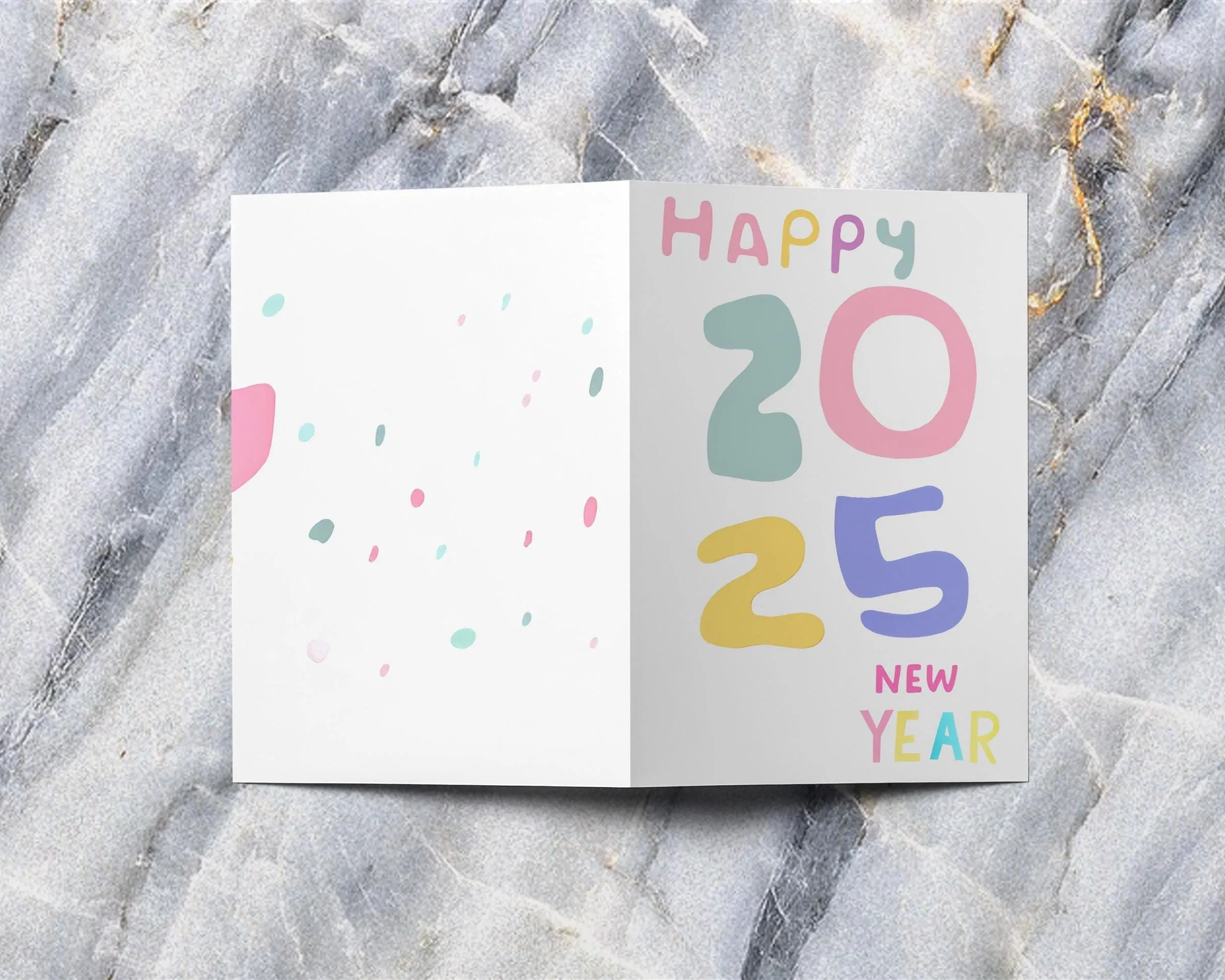 VIP Gift - New Year 2025 Cards Colorful Modern Typography Happy New Year Greetings Artistic Designs Set of 10