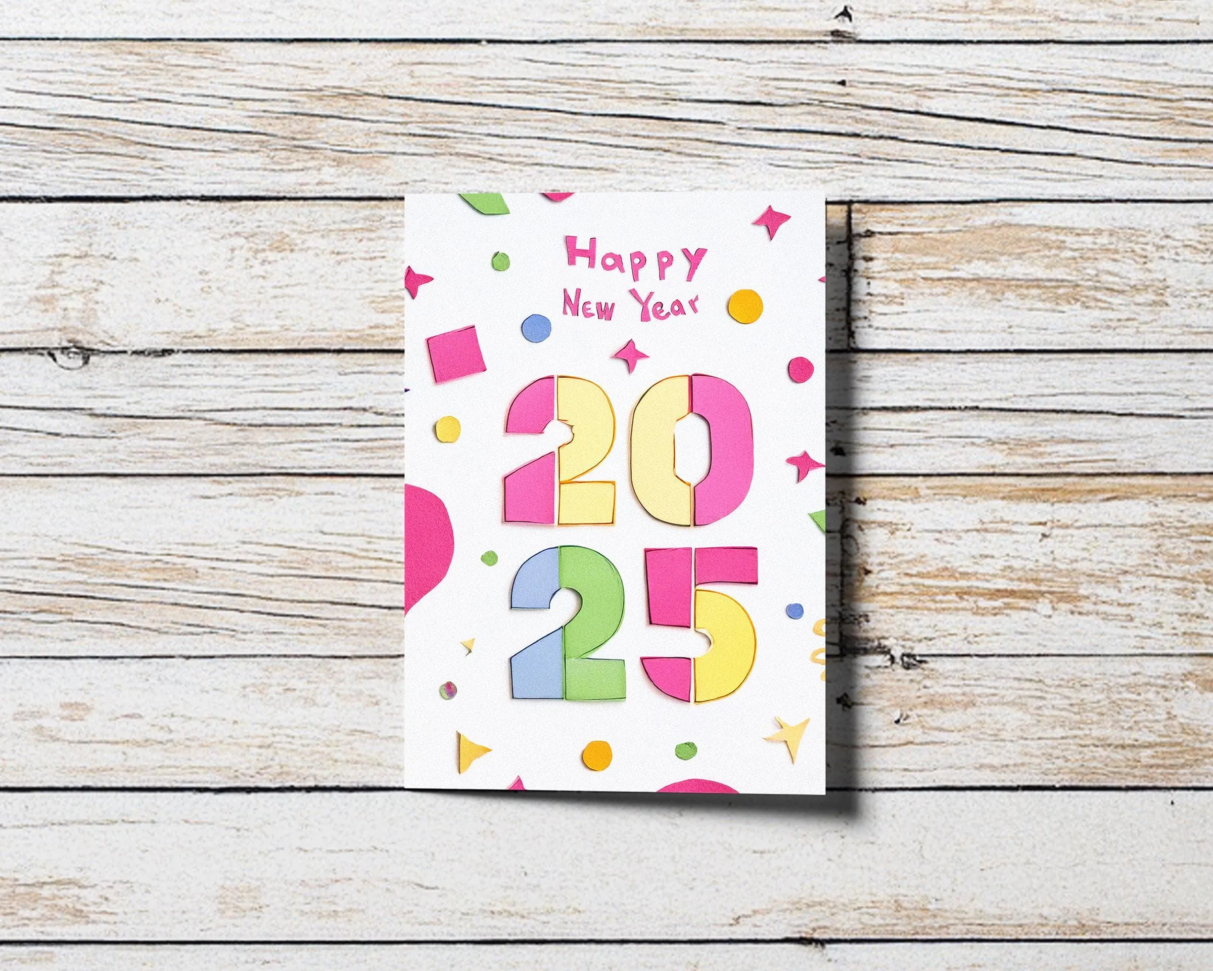 VIP Gift - New Year 2025 Cards Colorful Modern Typography Happy New Year Greetings Artistic Designs Set of 10