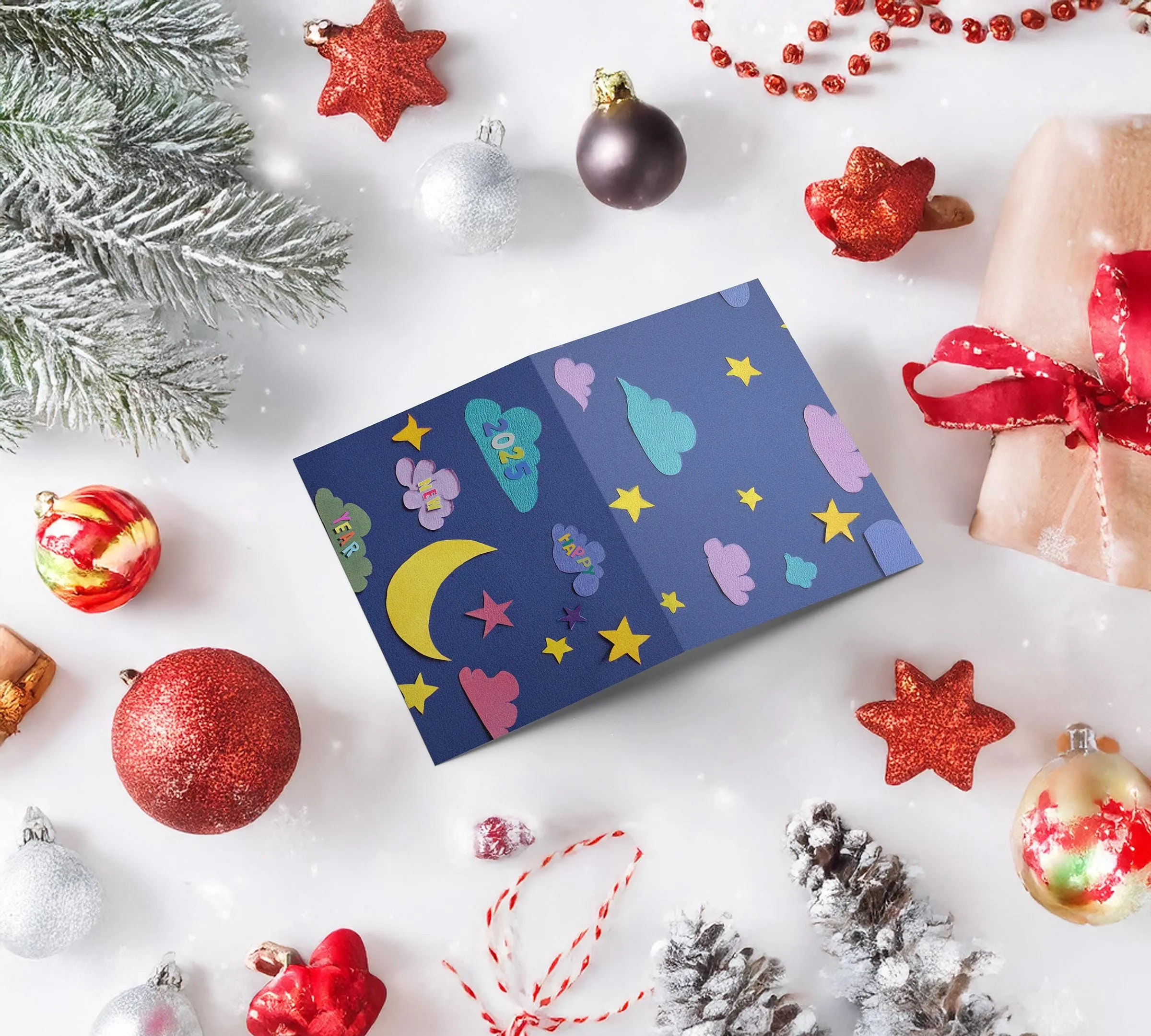 VIP Gift - New Year 2025 Cards Colorful Modern Typography Happy New Year Greetings Artistic Designs Set of 10