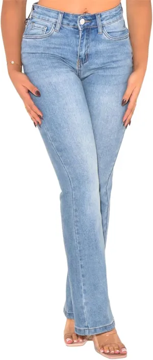 Women's Casual Denim Jeans Skinny Straight Leg High Waist Stretchy Denim Pants