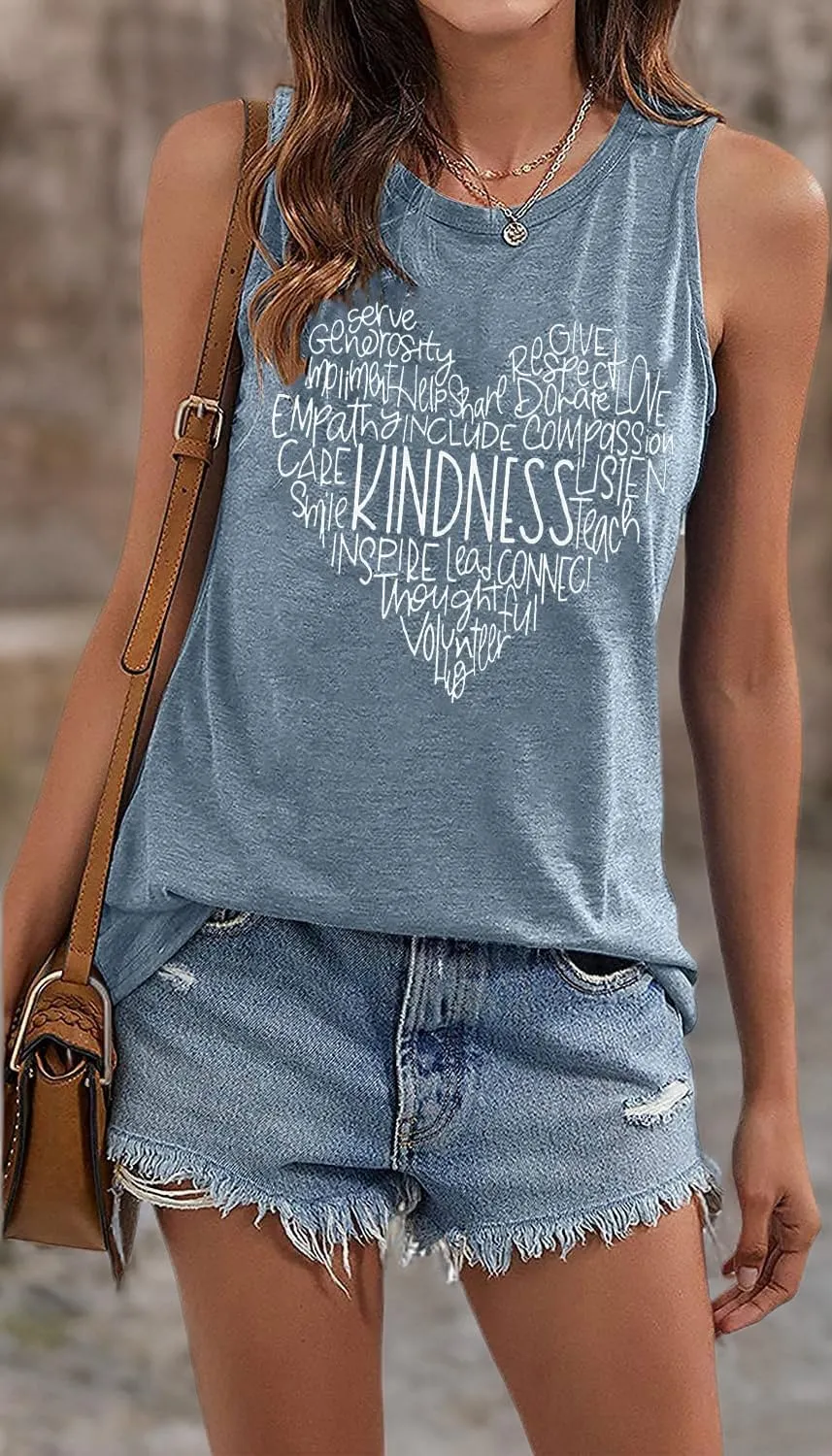 Womens Kindness Shirts Love Heart Graphic Tees Inspirational Letter Printed Be Kind Funny Casual Short Sleeve Tops
