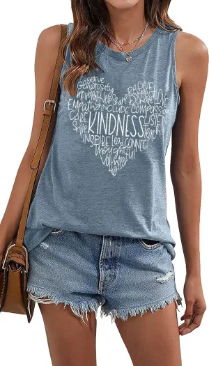 Womens Kindness Shirts Love Heart Graphic Tees Inspirational Letter Printed Be Kind Funny Casual Short Sleeve Tops